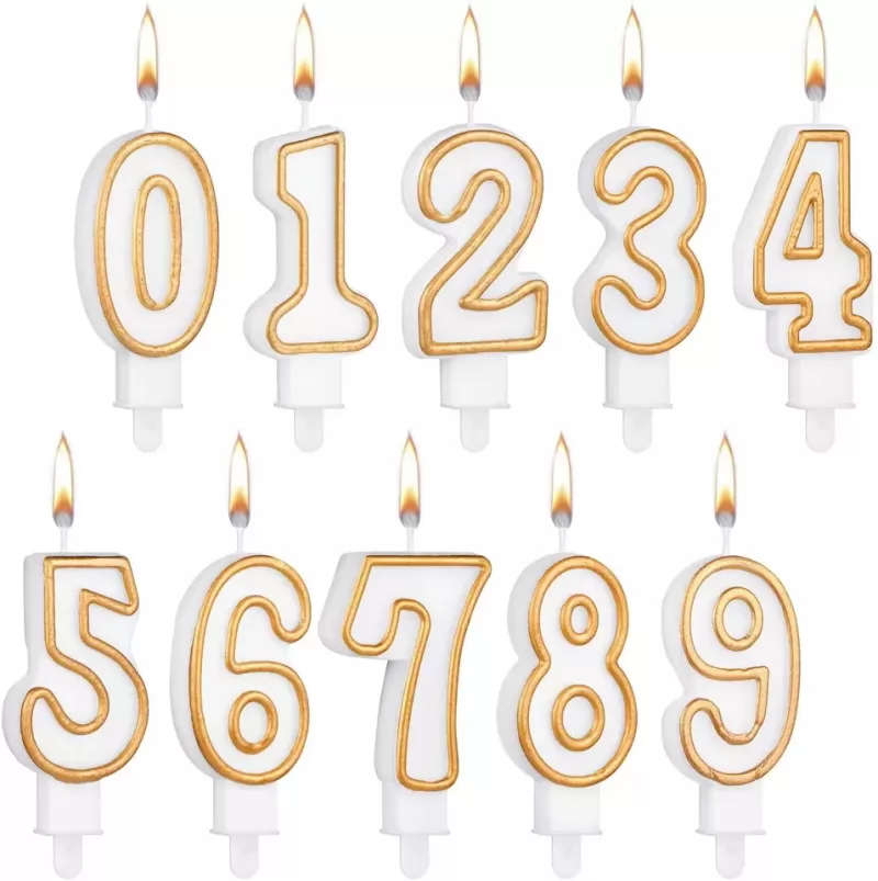 Printed Craft Border Number Candles for Birthday Party 0-9