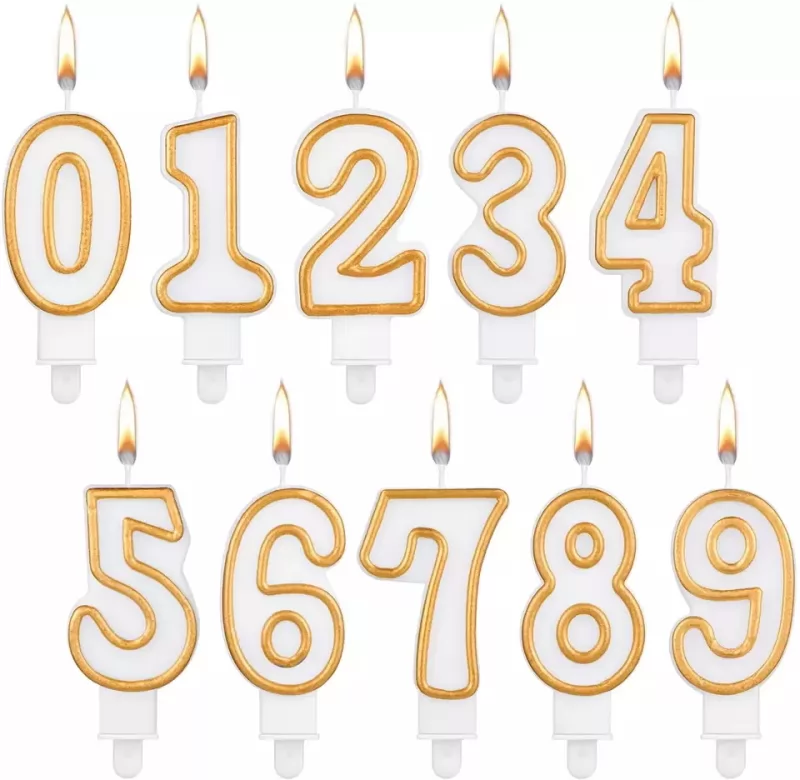 Printed Craft Border Number Candles for Birthday Party 0-9