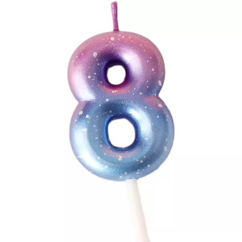 Galaxy gradient decoration birthday party cake glitter number 0-9 candles