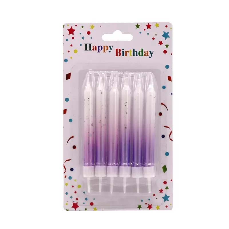 Gradient short birthday cake with decorative candles