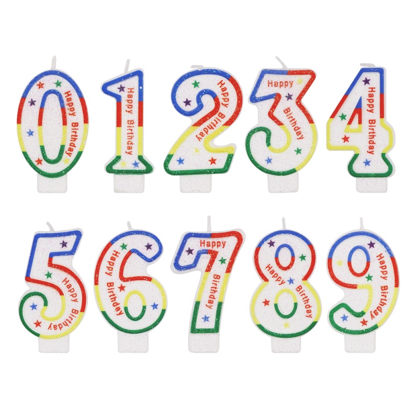 Multi-style 0-9 Digital Color Candle Party Decoration Glitter Birthday Cake Candle