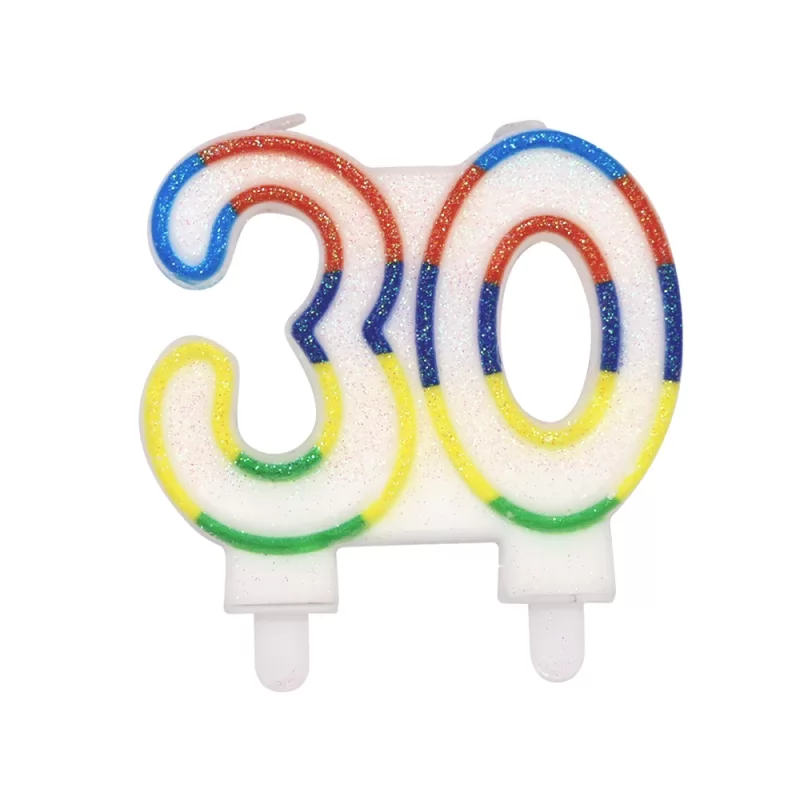 Color shaped glitter number birthday candles '30 60'number candle
