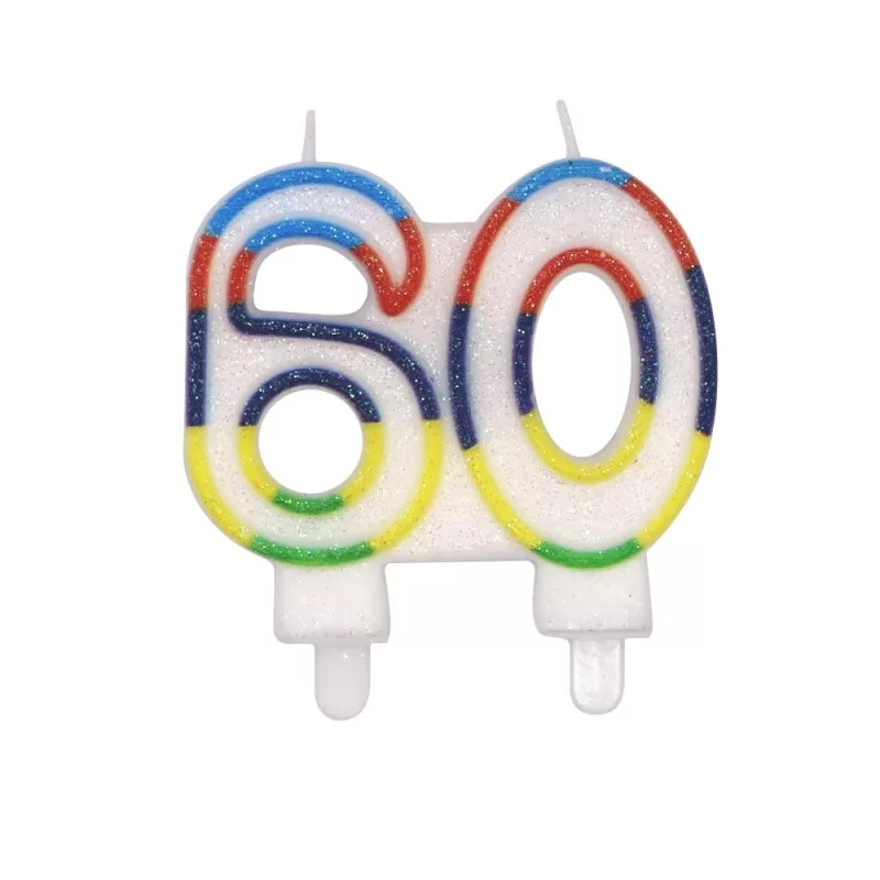 Color shaped glitter number birthday candles '30 60'number candle