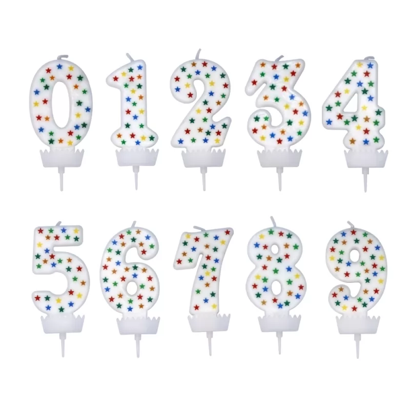 Colorful Print Pattern 0-9 Birthday Number Candles