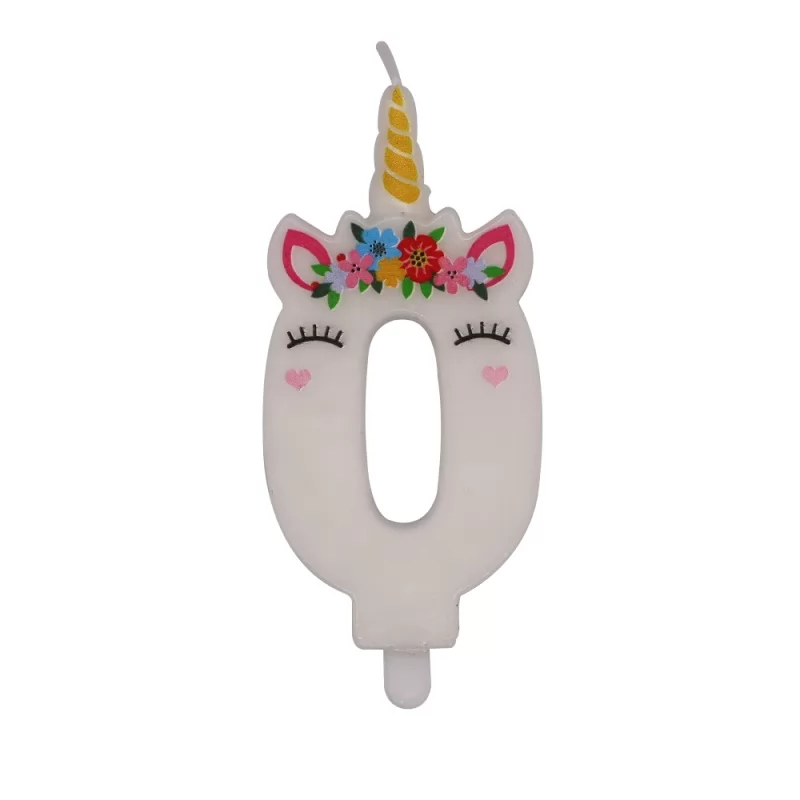 unicorn happy birthday number birthday candle with plastic holder