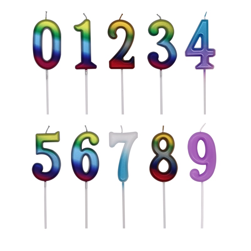 colorful creative gradient number 0-9 birthday candle
