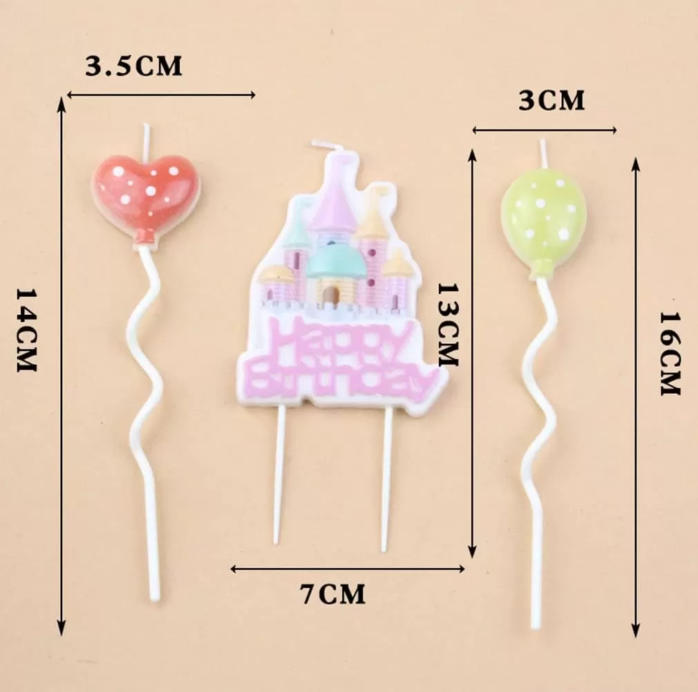 Creative Art Castle Ballons Birthday Party Supply Cartoon Candles With Holders