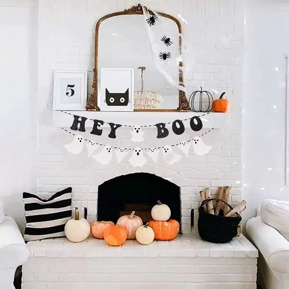 Hey Boo Banner Halloween Party Decorations