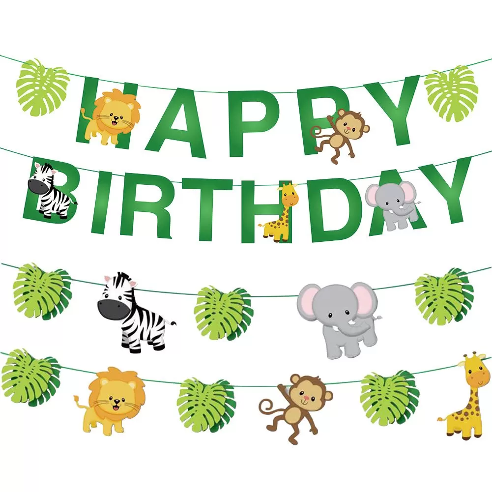Jungle Animal Birthday Event Decoration Party Supplies Set
