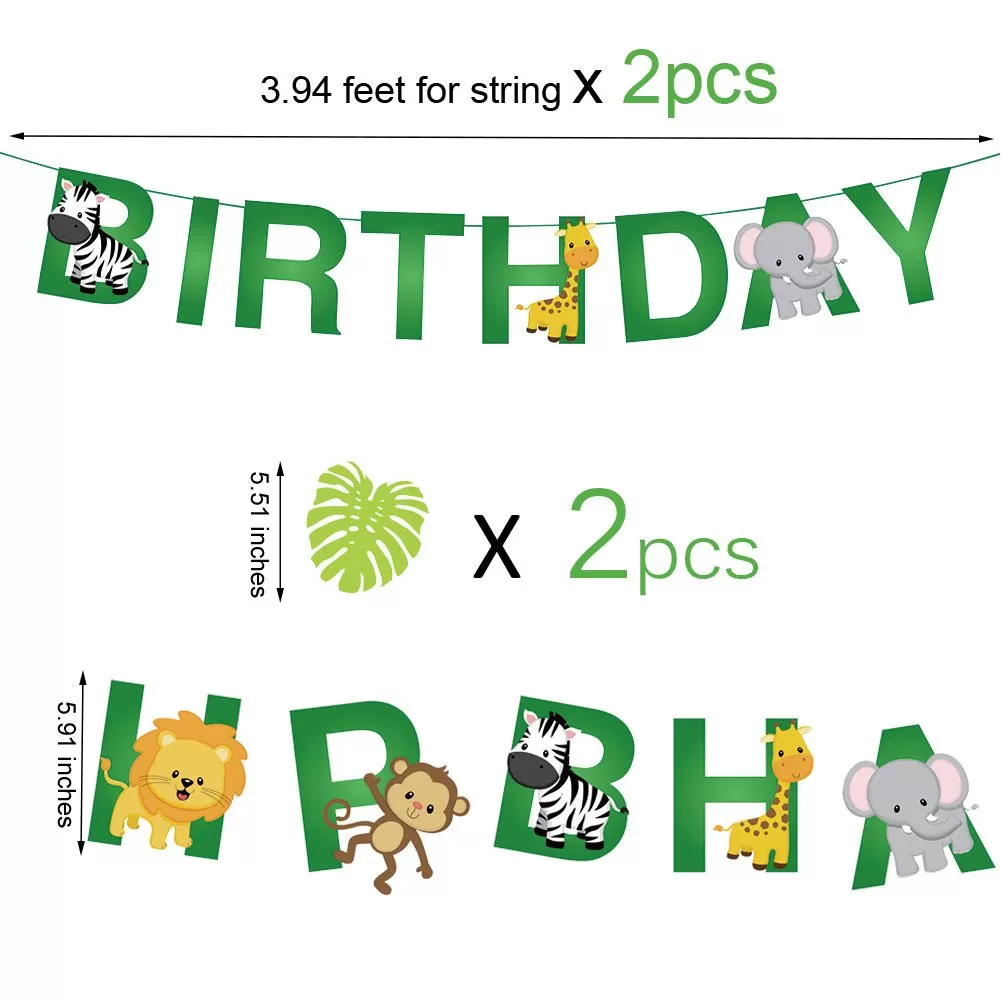 Jungle Animal Birthday Event Decoration Party Supplies Set