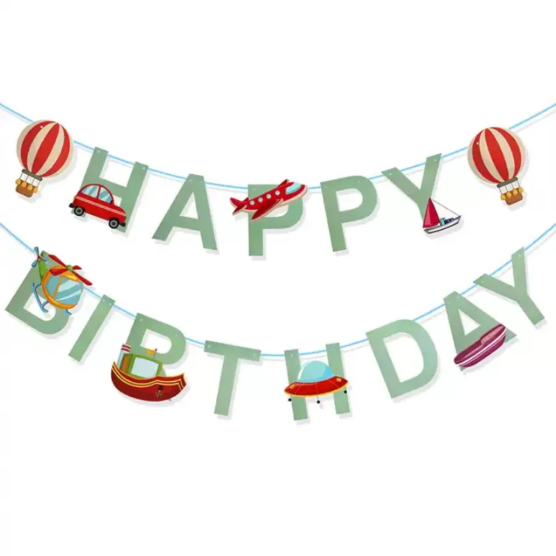 Transportation happy birthday party banner