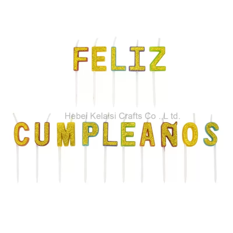 Spanish HAPPY BIRTHDAY Colourful toothpick Letters shape birthday party Candles