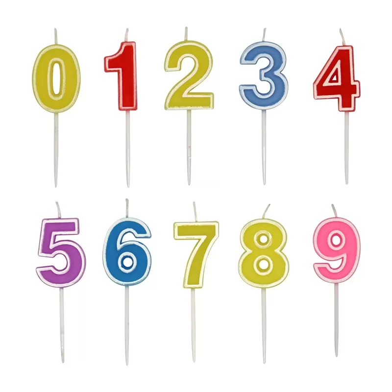 Macaron Candy Color 0-9 Birthday Number Cake Candle birthday candle