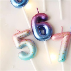 Galaxy gradient decoration birthday party cake glitter number 0-9 candles