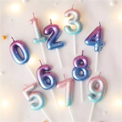 Galaxy gradient decoration birthday party cake glitter number 0-9 candles