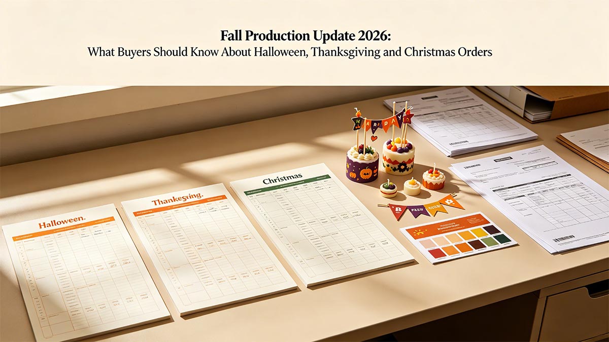 Fall Production Update 2026: What Buyers Should Know About Halloween, Thanksgiving and Christmas Orders Fall Production Update 2026: What Buyers Should Know About Halloween, Thanksgiving and Christmas Orders