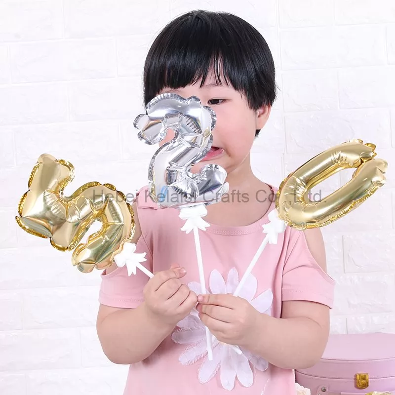 5 inch aluminum film digital balloon birthday cake with flag self-inflating balloon