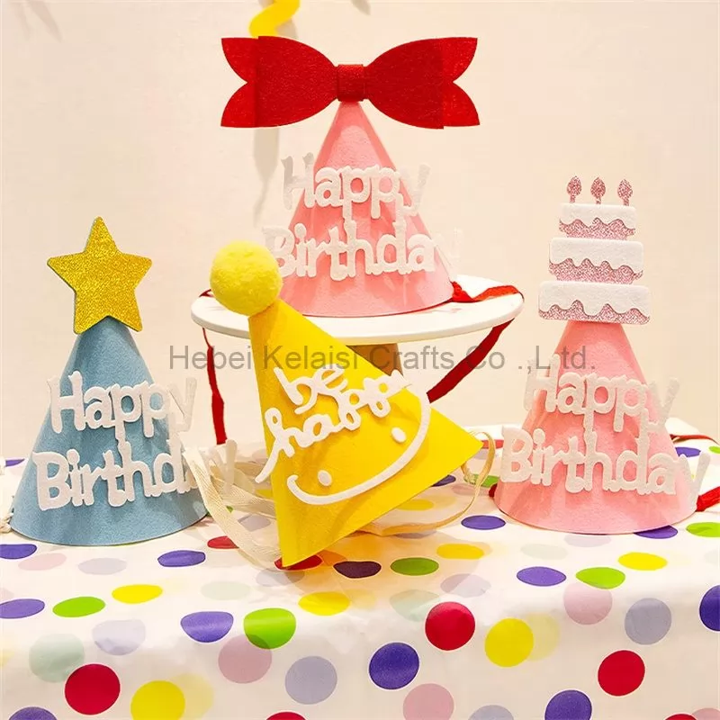 Children's adult party decorated party hats with birthday felt party photo props