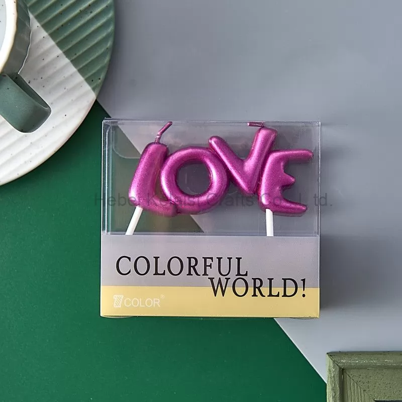 LOVE shape letter cake candle for Valentine's Day