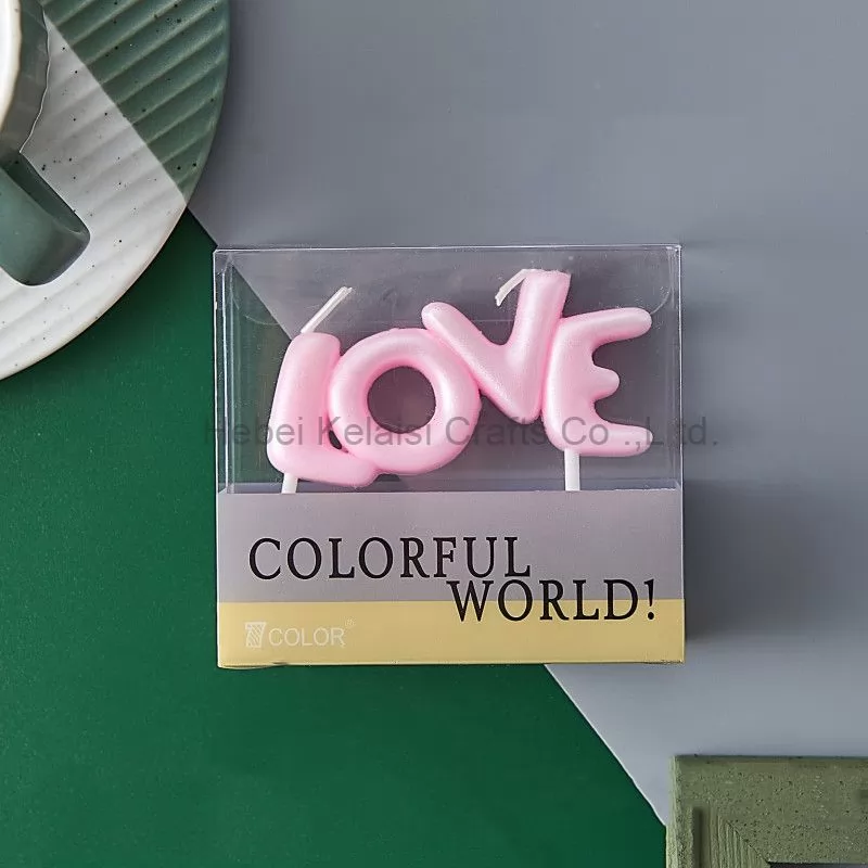 LOVE shape letter cake candle for Valentine's Day
