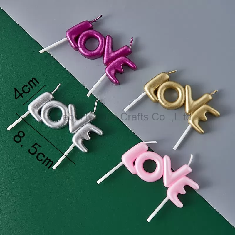 LOVE shape letter cake candle for Valentine's Day