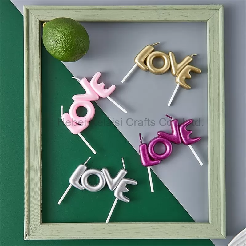 LOVE shape letter cake candle for Valentine's Day