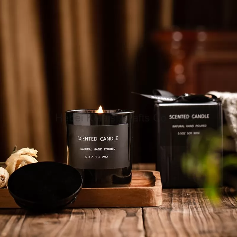 Classic Black Home Decoration Fragrance Candle Gift Set With Lid