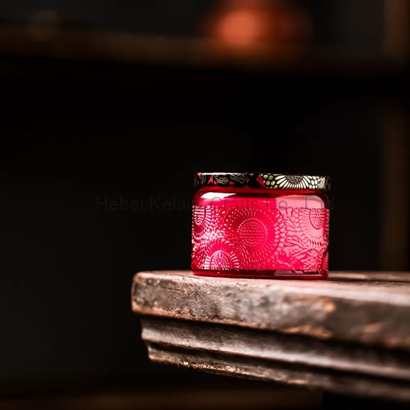 Handmade Embossed Glass Soy Candle