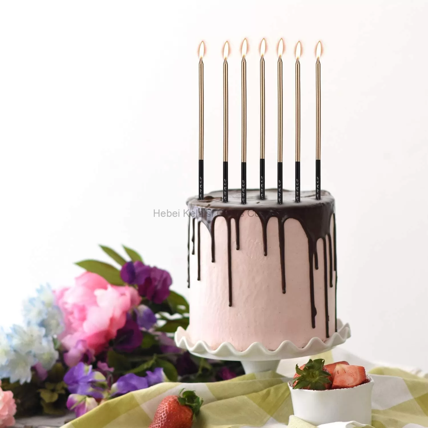 colored metallic pencil birthday party candles