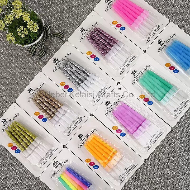 8CM 10PCS Gold and Silver Spiral Paraffin Wax Birthday Cake Candle