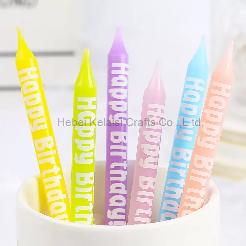 Alpha-printed mini birthday candle with macaron candy spiral birthday candle