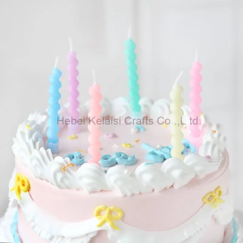 Alpha-printed mini birthday candle with macaron candy spiral birthday candle