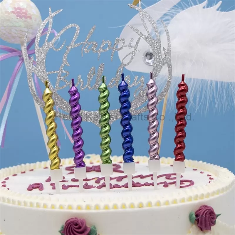 Rainbow spiral birthday candles party cake candles