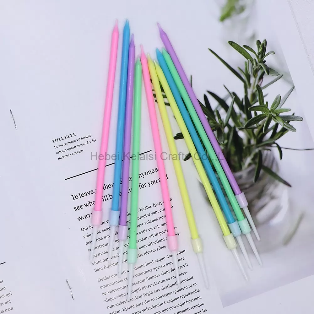 Long stick rainbow colored birthday candles wholesale color spiral birthday pencil candles
