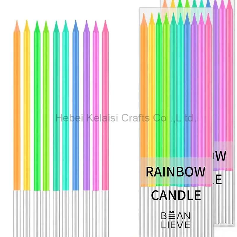 Rainbow color 10 pack birthday cake candle