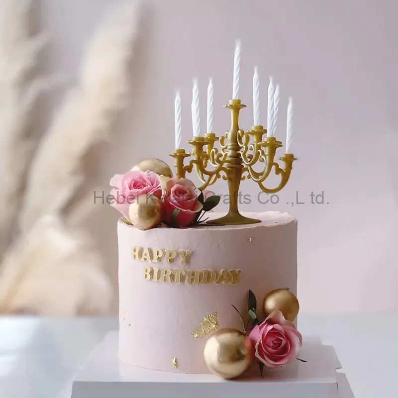 European romantic retro gold plastic creative birthday thread candle holder