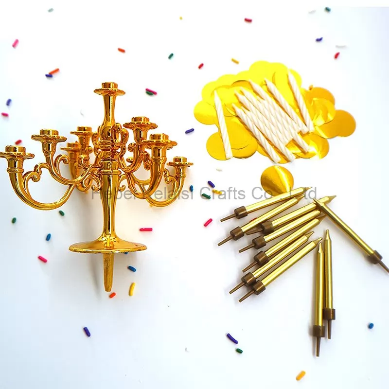 European romantic retro gold plastic creative birthday thread candle holder