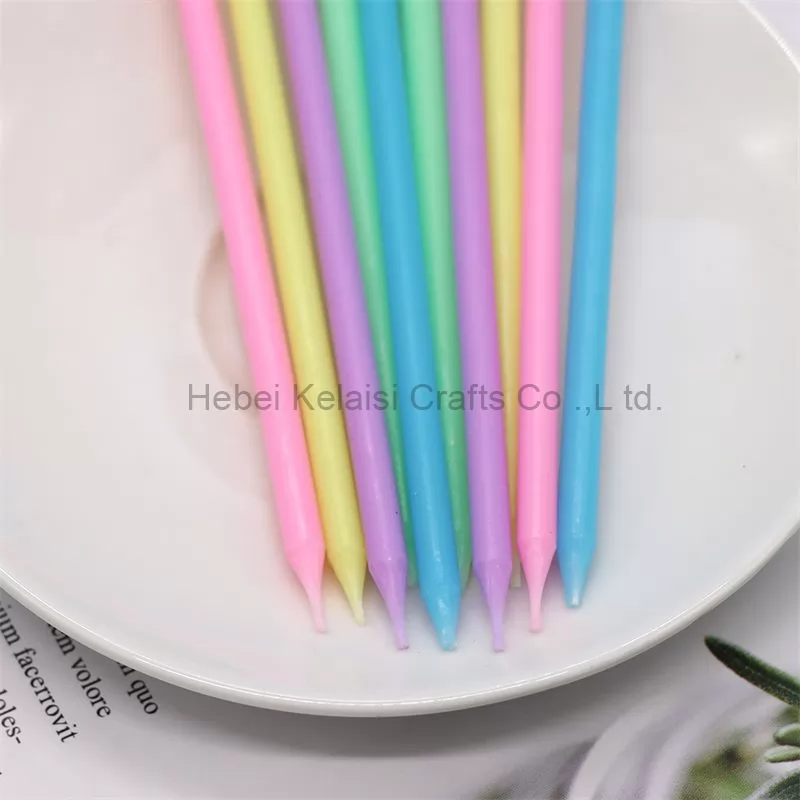 Wholesale Purple plated spiral wax birthday candle with short holder