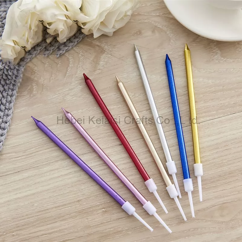 Wholesale Flameless spiral parraffin birthday candle with short candle holder
