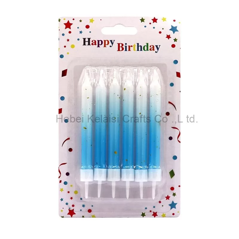 Gradient short birthday cake with decorative candles