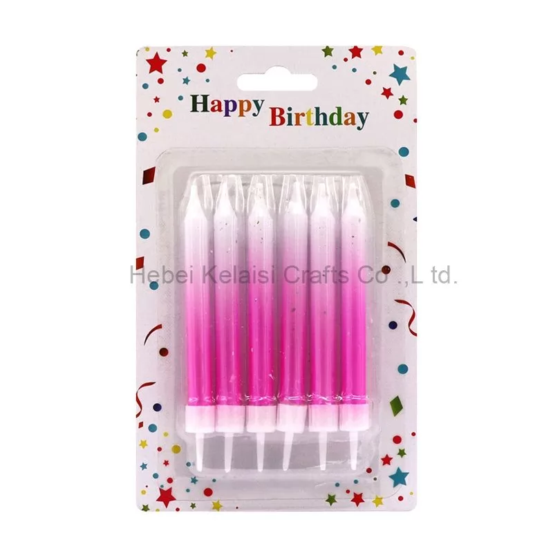 Gradient short birthday cake with decorative candles