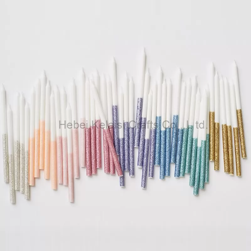 Multicolor Kids Glitter Birthday Pencil Long Thin Birthday Candles