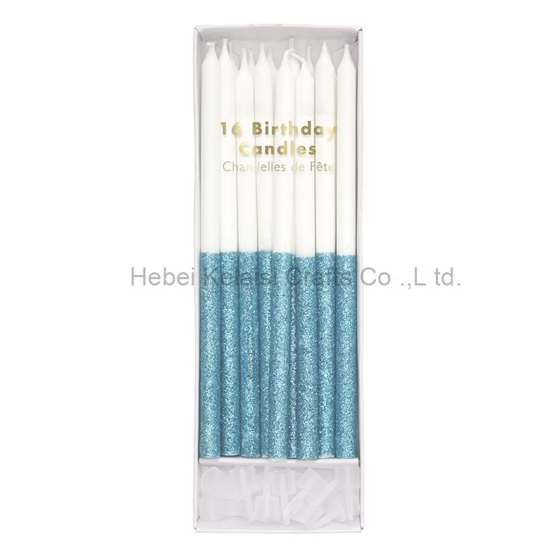 Multicolor Kids Glitter Birthday Pencil Long Thin Birthday Candles