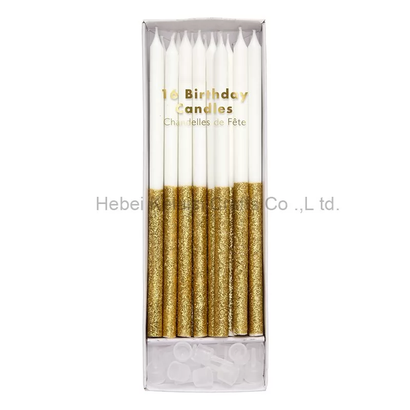 Multicolor Kids Glitter Birthday Pencil Long Thin Birthday Candles