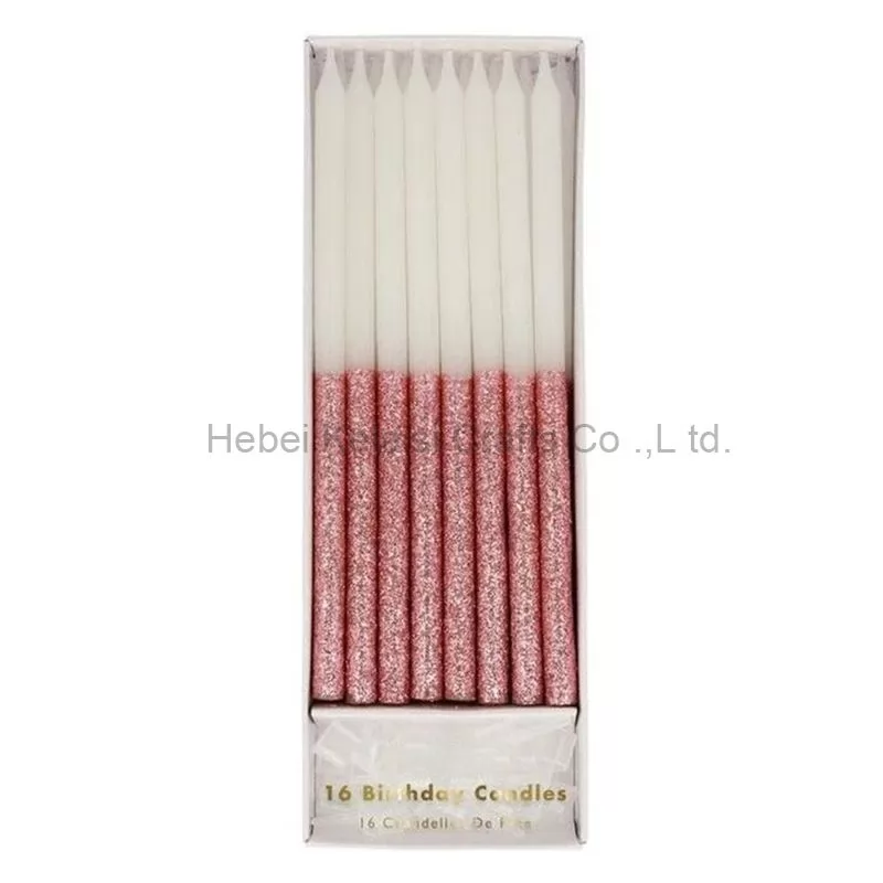 Multicolor Kids Glitter Birthday Pencil Long Thin Birthday Candles