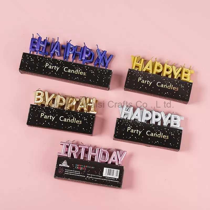 Traditional birthday letter candles in many colors