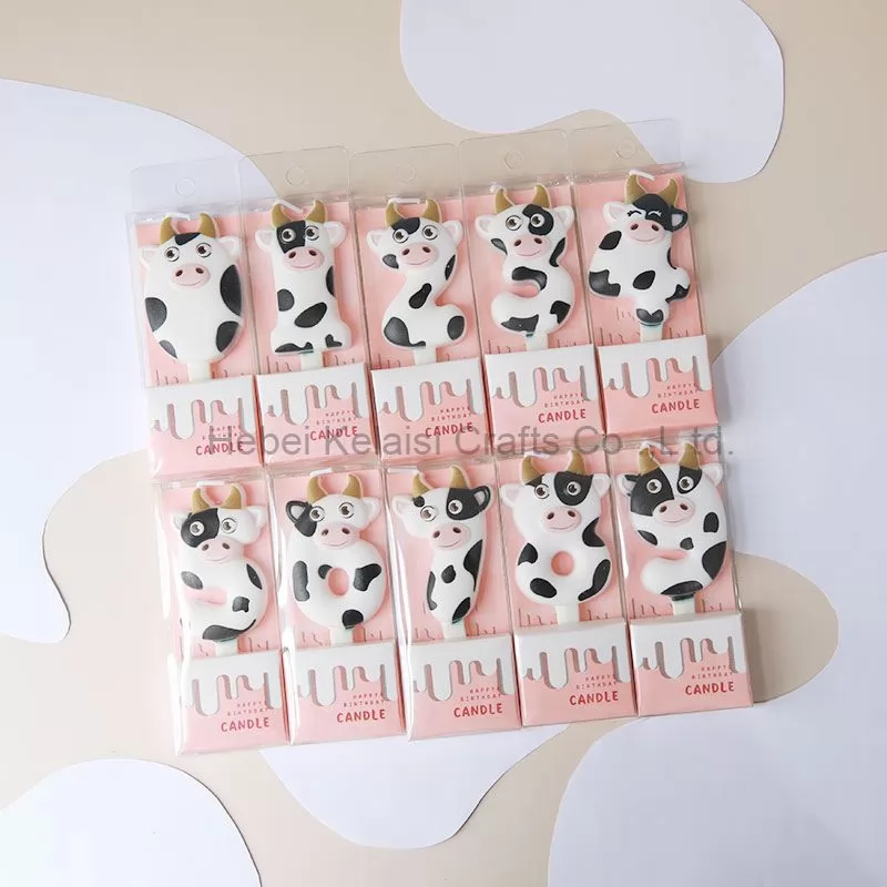 3d Milk Cow Animal Shape 0-9 Digital Birthday Candles