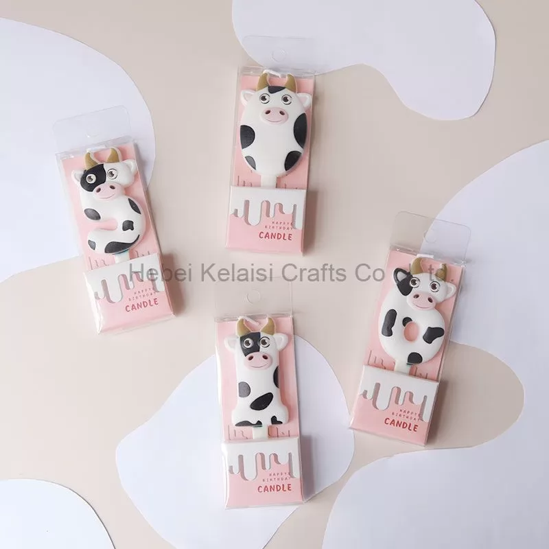 3d Milk Cow Animal Shape 0-9 Digital Birthday Candles