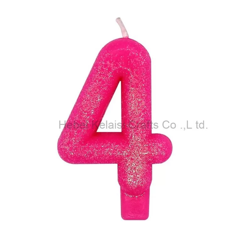 Large Glitter Powder Number Birthday Candle Solid Color Silver Powder Digital Candle