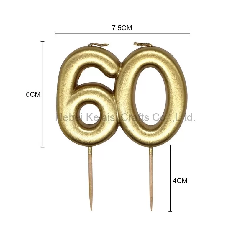 Customizable metal double number birthday candle "30 40 50 60" number candle